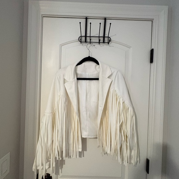 Jackets & Blazers - Women's White Fringe Jacket - Brand Not Specified